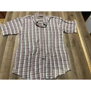 Clubfellow Shirt, Men's Size XL Tall Red Green Blue White Short Sleeve Button Up
